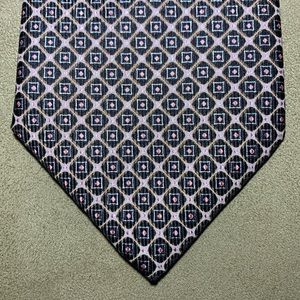 SOLD NWT Brioni Patterned Tie Made in Italy 100% Silk Pink Black & Silver